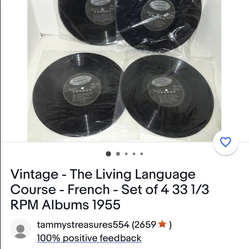 Learn French at home, four manuals and four albums never opened an well stored